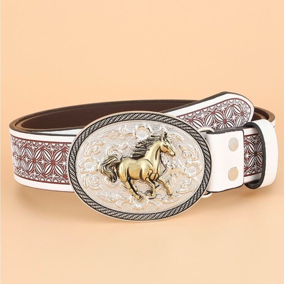 Horse Decor Oval Buckle Belt - Picture 1 of 4